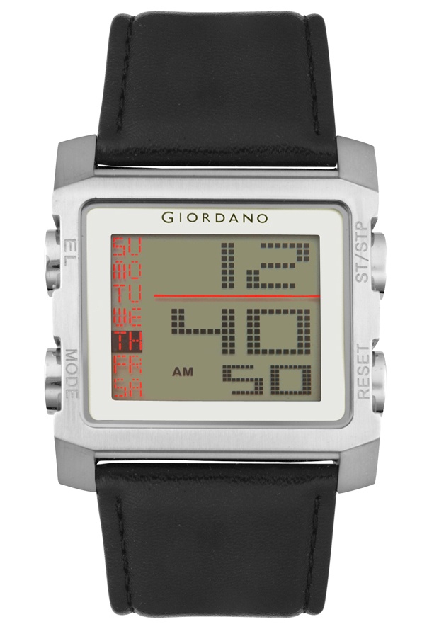 Men's Multifunction Digital Black Leather