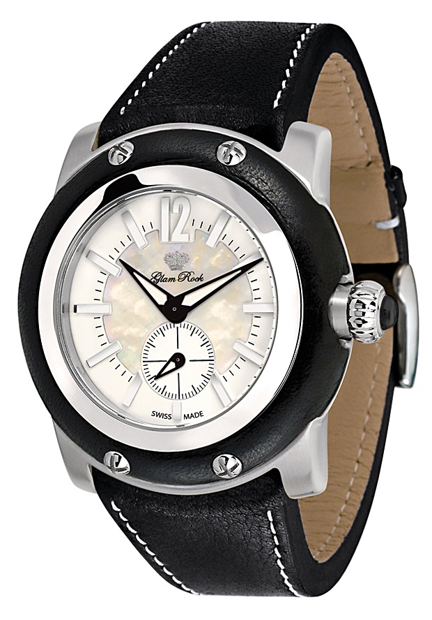Midsize Miami Mother of Pearl Dial Black Leather
