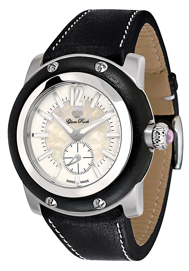 Midsize Miami Mother of Pearl Dial Black Leather
