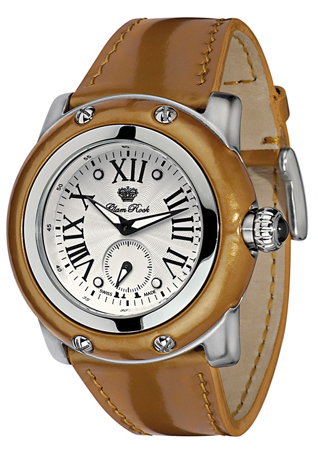 Midsize Miami Silver Guilloche Dial Patent Light Bronze Leather