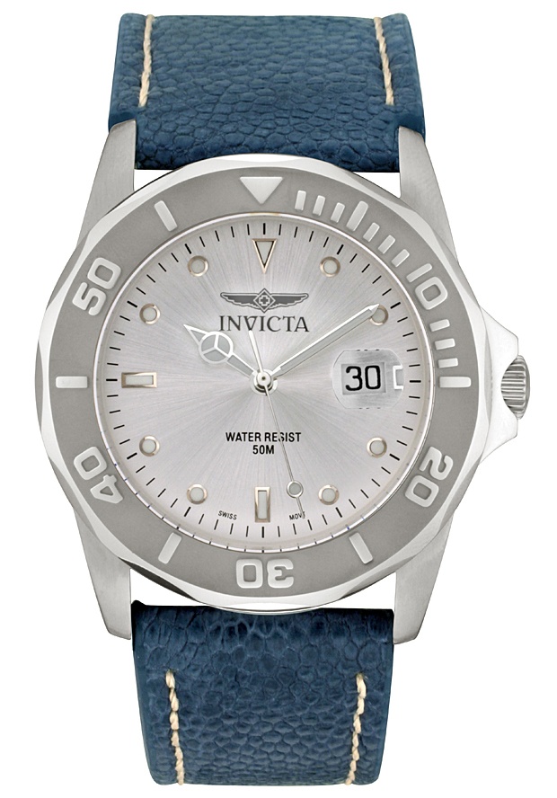 Men's Times Square Silver Dial Blue Ostrich