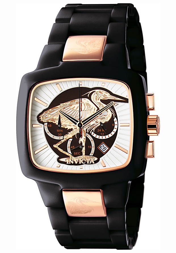Midsize Adrenaline Chronograph Heron Motif Black Corian