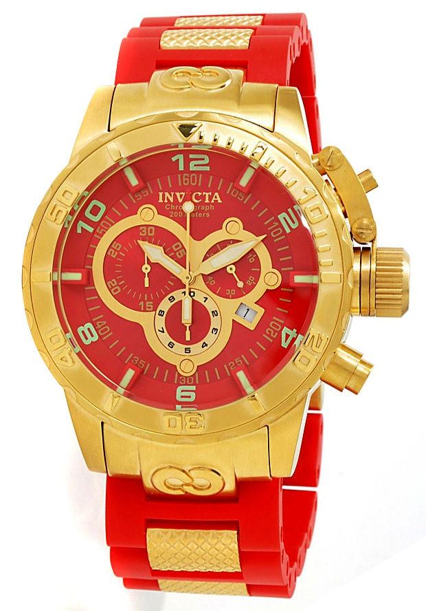 Men's Corduba Ibiza Chronograph Red Polyurethane and 18k Yellow Gold Plated