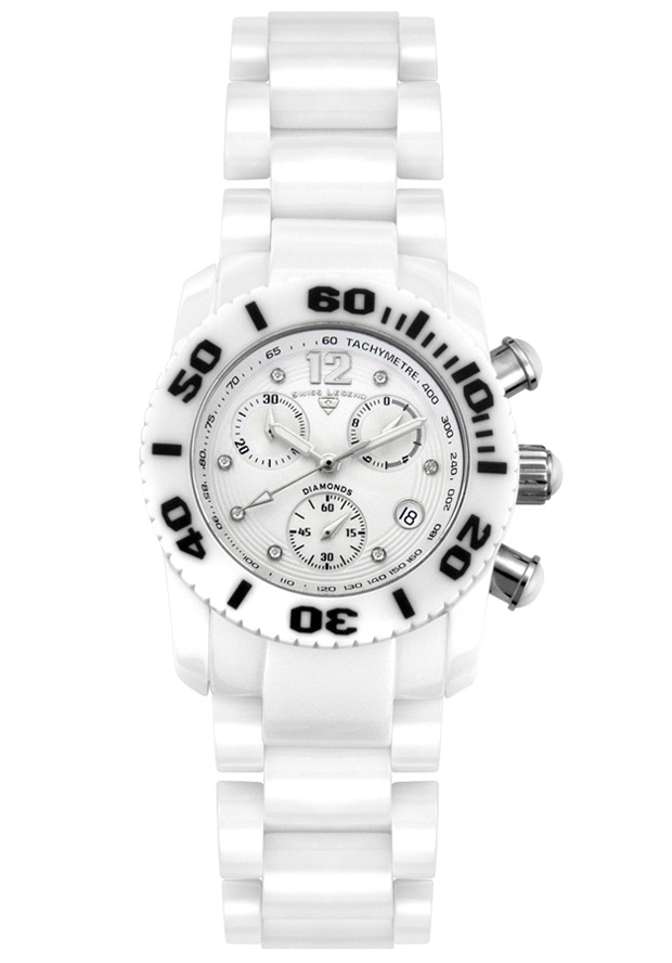 Women's Commander Diamonds (0.064 ctw) Chronograph White High Grade Ceramic