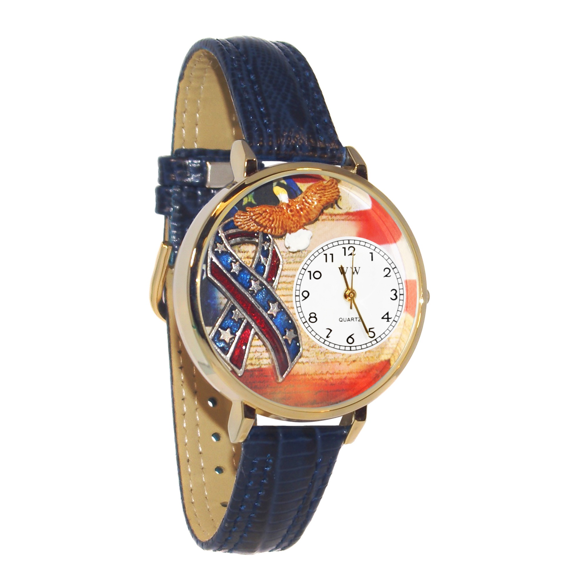 Personalized American Patriotic Watch in tone in gold or silver case