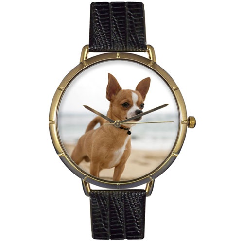 Chihuahua Photo Watch in Gold Unisex