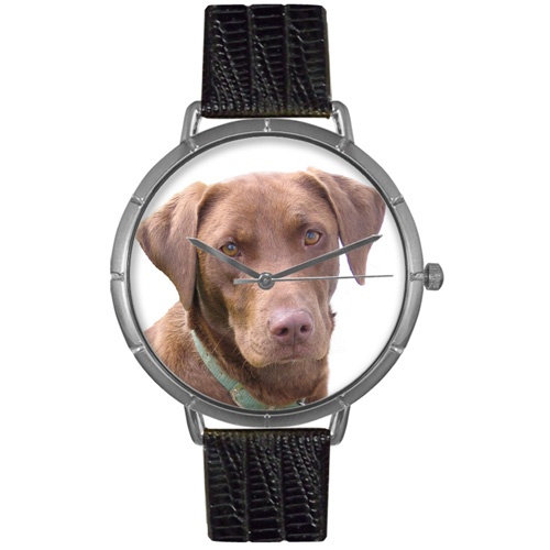 Chocolate-Labrador Retriever Photo Watch in Silver Unisex
