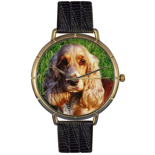 Cocker Spaniel Photo Watch in Gold Unisex