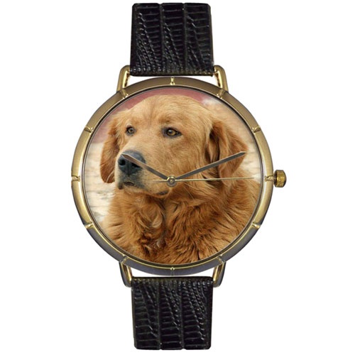 Golden Retriever Photo Watch in Gold Unisex