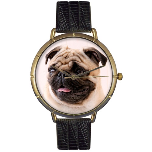Pug Photo Watch in Gold Unisex