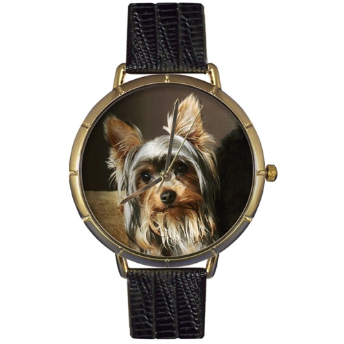 Yorkie Photo Watch in Gold Unisex