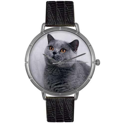 Russian Blue Cat Photo Watch in Silver Unisex