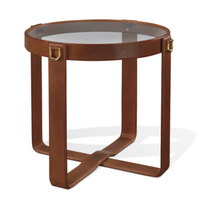 Modern Equestrian Bridle Leather End Table