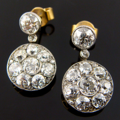 Art Deco Diamond Platinum Drop Earrings