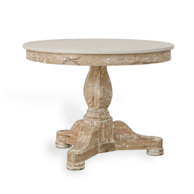 Empire Table in White Wash Base with Limestone Top