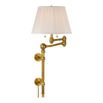 Sargent Large Swing Arm Wall Lamp in Natural Brass