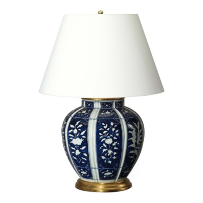 Medeleine Floral Table Lamp in Blue and White