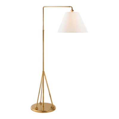 Brompton Swing Arm Floor Lamp in Natural Brass