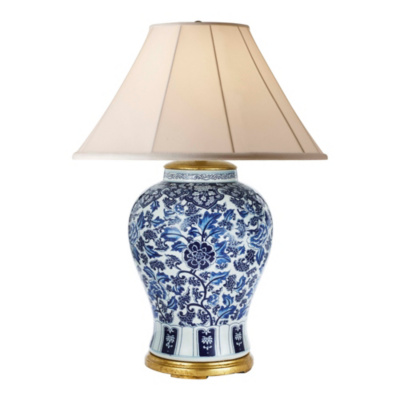 Marlena Large Table Lamp in Blue and White
