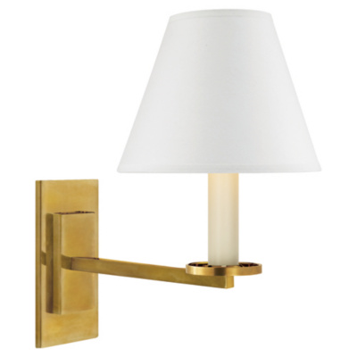 Railroad Sconce in Natural Brass with White Paper Shade