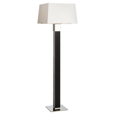Hardy Floor Lamp in Black Ebony and Polished Nickel with Percale Shade