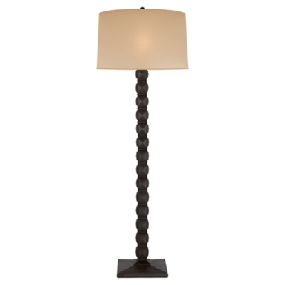 Barlow Floor Lamp in Aged Iron with Faux Drum Skin Shade