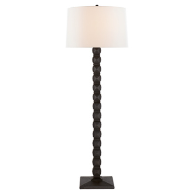 Barlow Floor Lamp in Aged Iron with Linen Shade