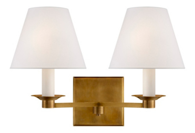 Evans Double Arm Sconce - Natural Brass