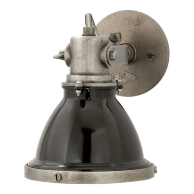 Fulton Small Sconce in Industrial Steel with Black Shade