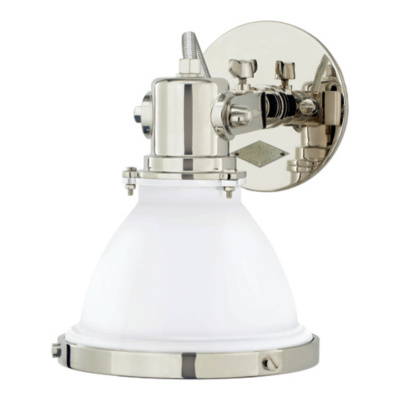Fulton Small Sconce in Polished Nickel with White Enamel Shade