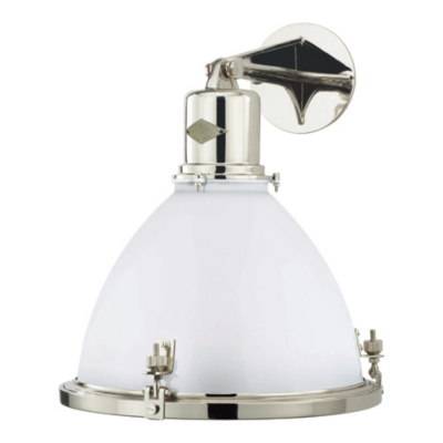 Fulton Large Sconce in Polished Nickel with White Enamel Shade