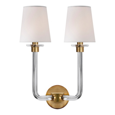 Parker Double Sconce in Natural Brass