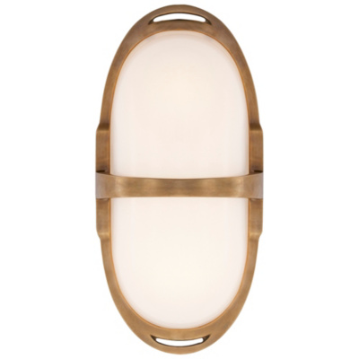 Westbury Double Sconce in Natural Brass with White Glass