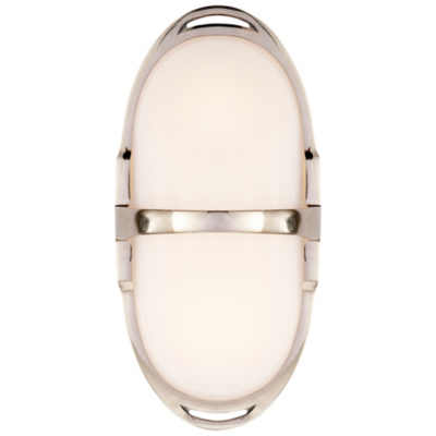 Westbury Double Sconce in Polished Nickel with White Glass