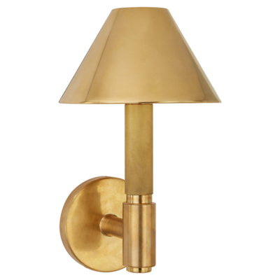 Barrett Small Single Knurled Sconce in Natural Brass