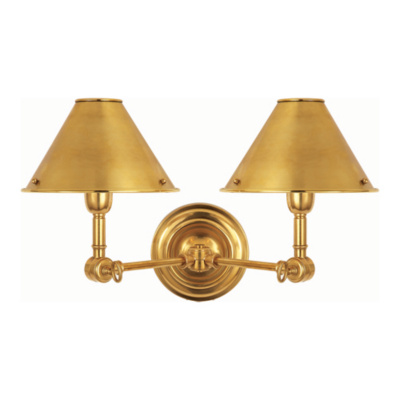 Anette Double Sconce in Natural Brass