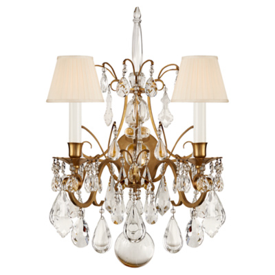 Antoinette Small Chandelier in Natural Brass and Crystal