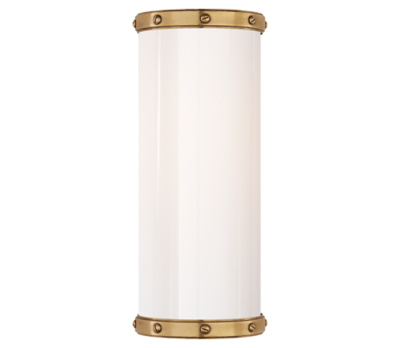 Bleeker Single Bath Sconce in Natural Brass with White Glass