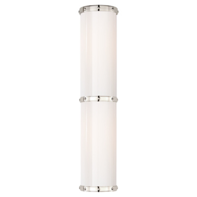 Bleeker Double Bath Sconce in Polished Nickel with White Glass