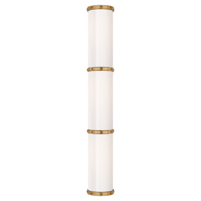 Bleeker Triple Bath Sconce in Natural Brass with White Glass