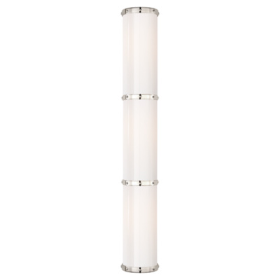 Bleeker Triple Bath Sconce in Polished Nickel with White Glass