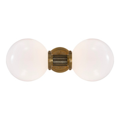 McCarren Double Sconce in Natural Brass