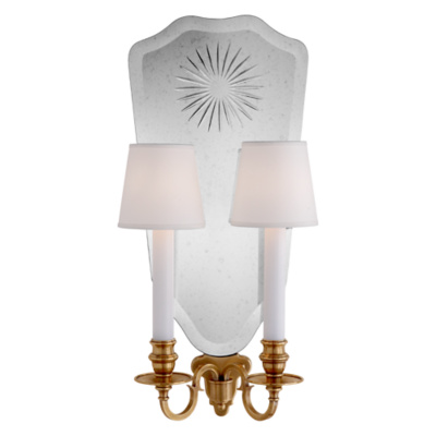Clarissa Double Sconce in Natural Brass