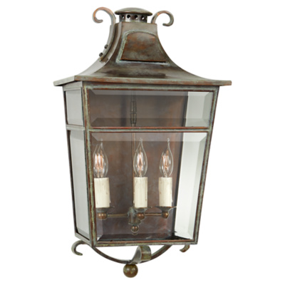 Carrington Small Sconce in Weathered Verdigris with Clear Glass