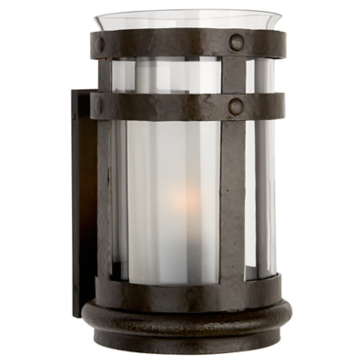 Corbett Small Smoke Bell Sconce in Aged Iron