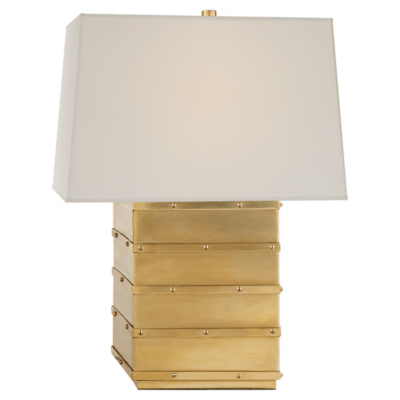 Bleeker Bedside Lamp in Natural Brass with Percale Shade