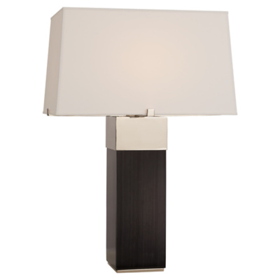 Hardy Table Lamp in Black Ebony and Polished Nickel with Percale Shade