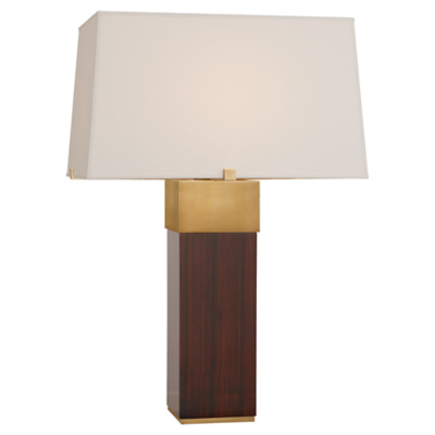 Hardy Table Lamp in Macassar Ebony and Natural Brass with Percale Shade