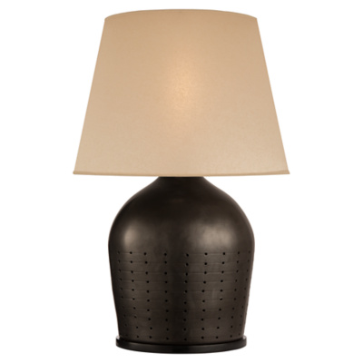 Halifax Large Table Lamp in Black Ceramic with Drum Skin Shade