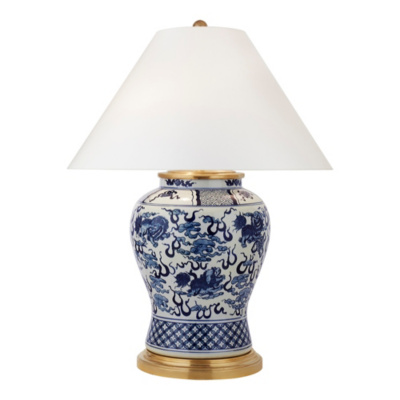 Foo Dog Medium Table Lamp - Blue & White